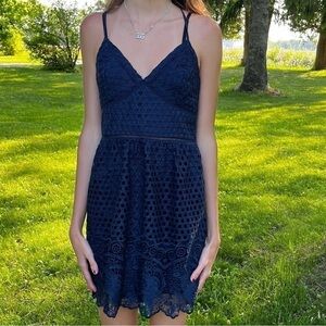 NAVY Blue Abercrombie & Fitch Lace Detail Dress Size Small NWT